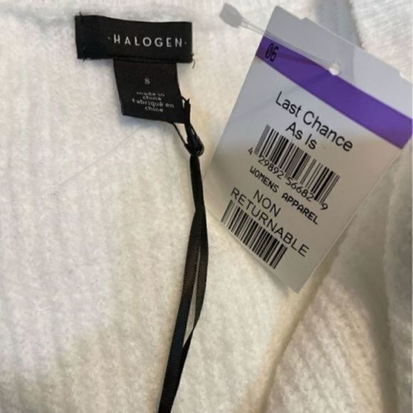 Halogen Nordstrom Ribbed Knit Cozy V Neck Tunic Sweater Ivory Cloud Small NWT - Picture 8 of 11